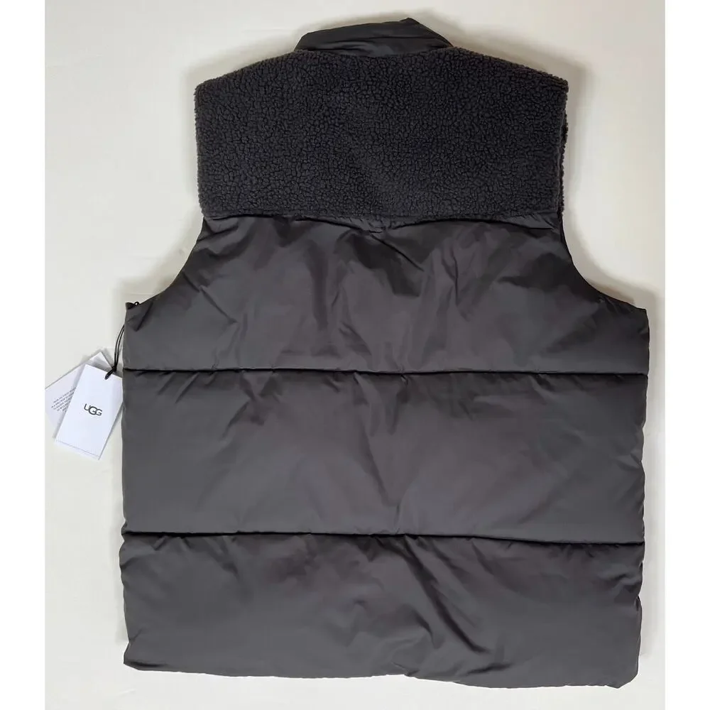 UGG Men's Zoltan Sherpa Puffer Vest Gray Size L NWT